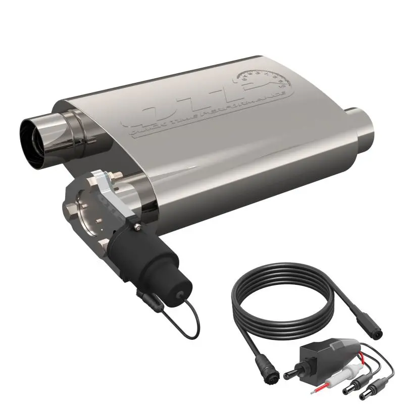 Qtp 2.5" Weld-On Screamer Muffler In 304 Stainless Steel With Bolt-On Qtec Electric Cutout 2