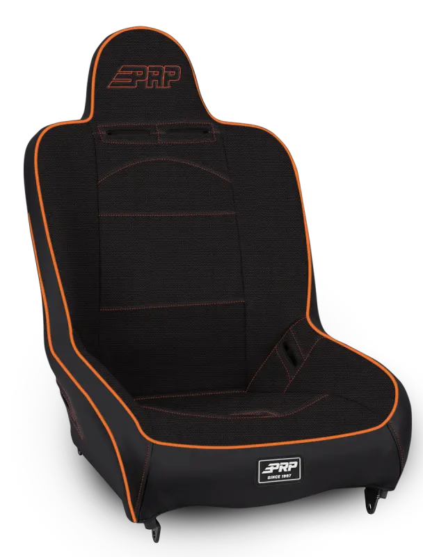 Prp Premier High-Back Suspension Racing Seat – Black And Orange Tweed Upholstery 1