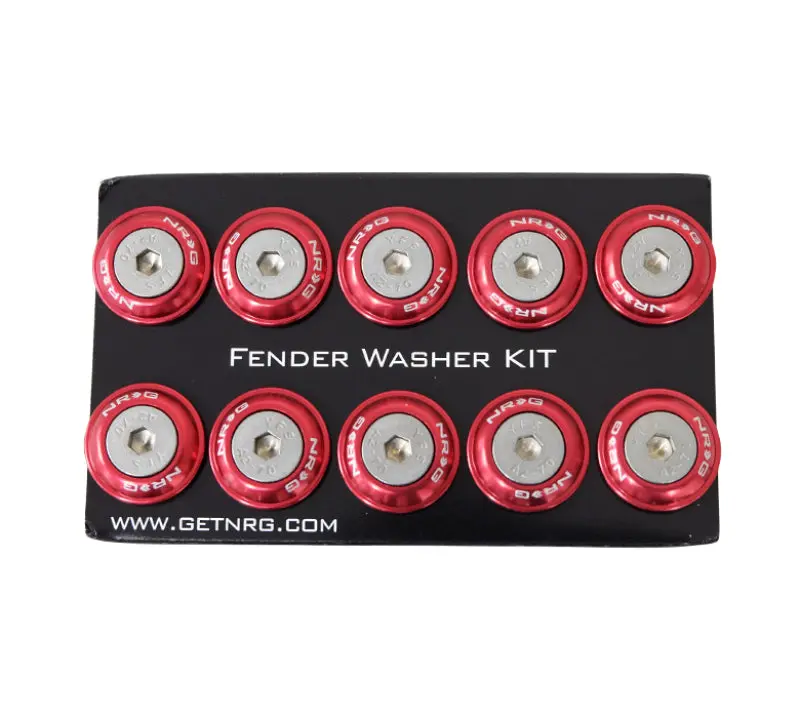 Nrg Red Fender Washer Kit With Rivets – Universal Plastic Trim Fastening System (10-Piece Set) 1