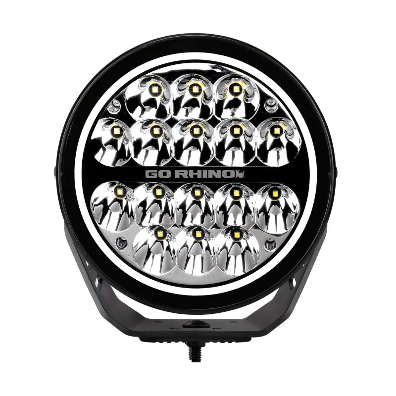 Go Rhino Xplor Blackout 7-Inch Round Led Driving Light With Drl – Surface Or Threaded Mount 1