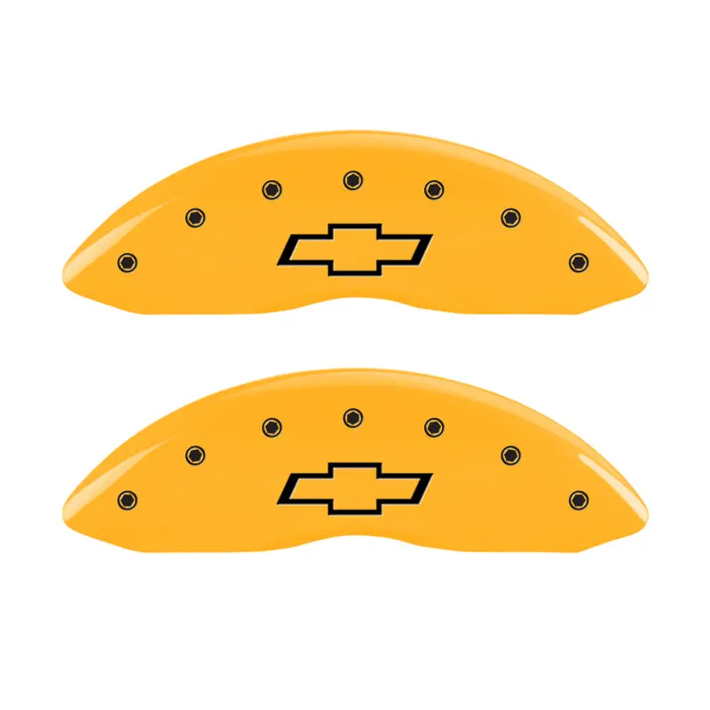 Mgp 4 Caliper Covers Engraved Front & Rear Bowtie Yellow Finish Black Char 2005 Chevrolet Astro 1