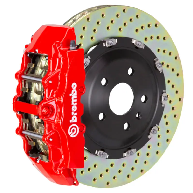 Brembo Gt Front Brake Kit For 2010–2016 E550 Sedan – 6-Piston Calipers, 380X34Mm 2-Piece Drilled Rotors (Red Finish) 1