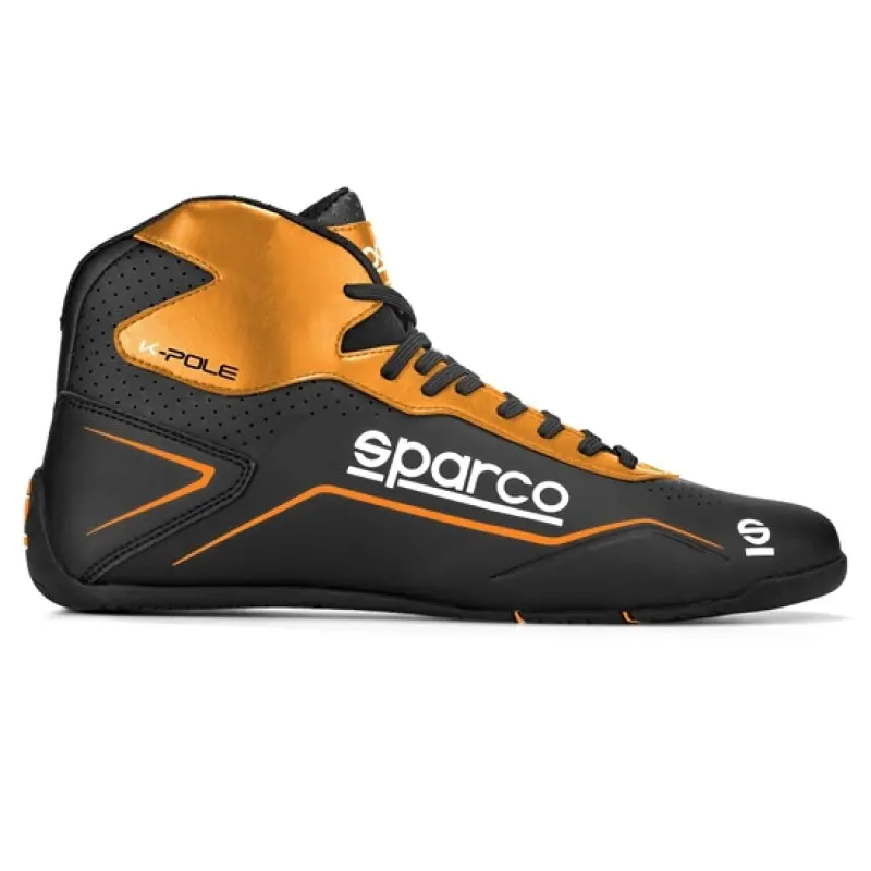 Sparco K-Pole Racing Shoes – Size 40, Black/Orange Design 1
