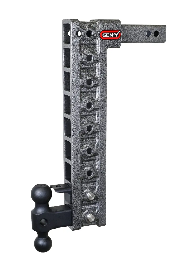 Gen-Y Mega Duty Adjustable 2" Receiver Hitch – 20" Drop, 10,000 Lb Capacity, Dual-Ball/Pintle Lock & Stabilizer Kit 1