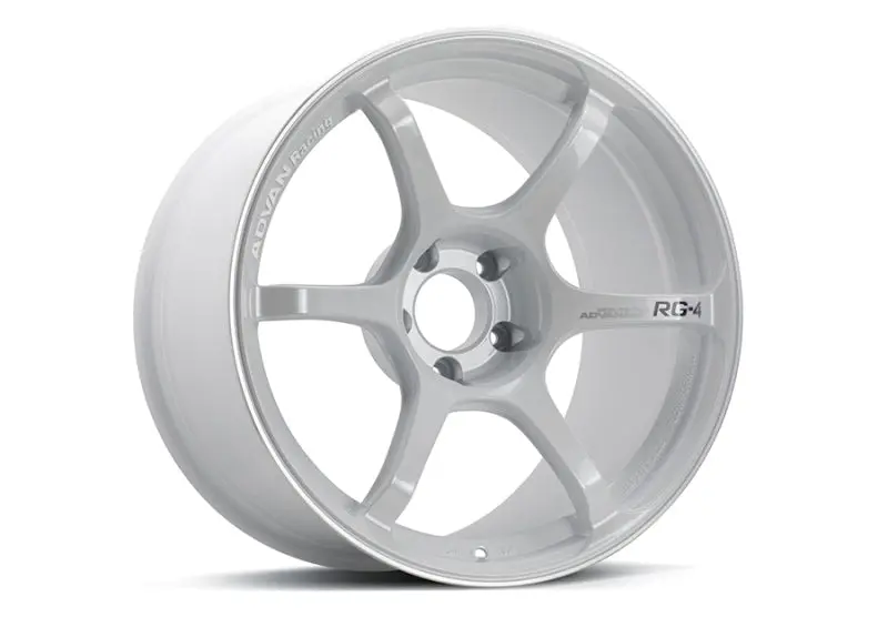 Advan Rg-4 18X10.5 +32Mm 5-Lug White Metallic Racing Wheel With Machined Ring Accent – 112Mm Bolt Pattern 1