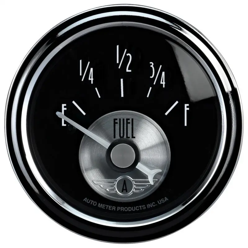 Autometer 2-1/16" Electric Fuel Level Gauge — 240Ω To 33Ω Sender Range, Prestige Black Diamond Face 1